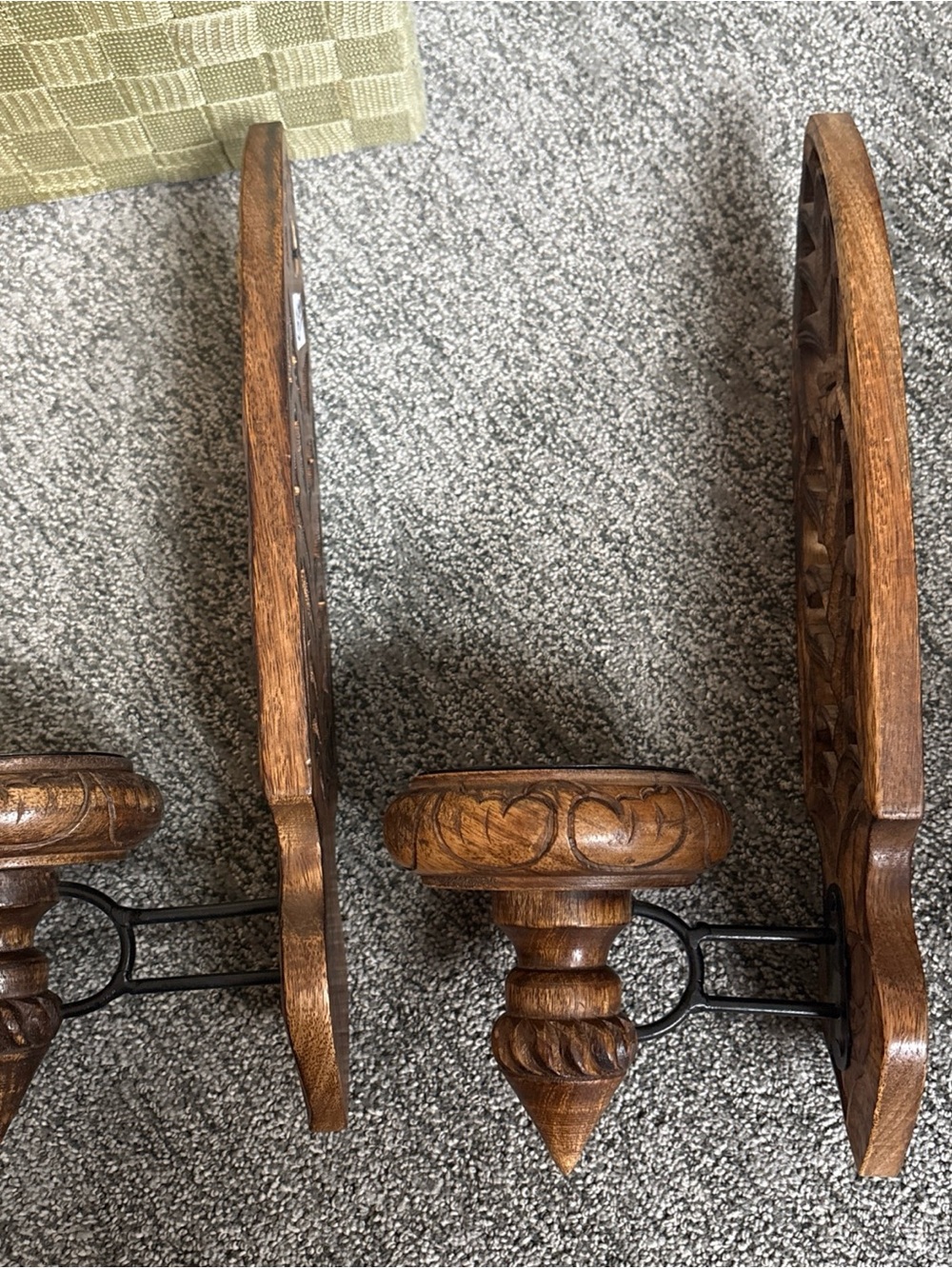 Hand-Carved Brown Wood Wall Sconces - Decorative Home Wall Decor, Pier 1 - Picture 3 of 6